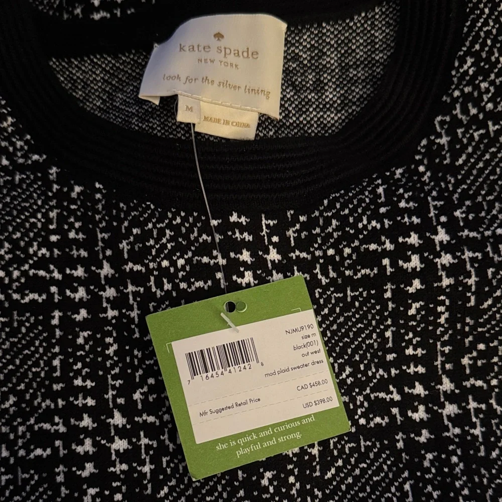 Kate Spade Black and White Textured sweater Dress